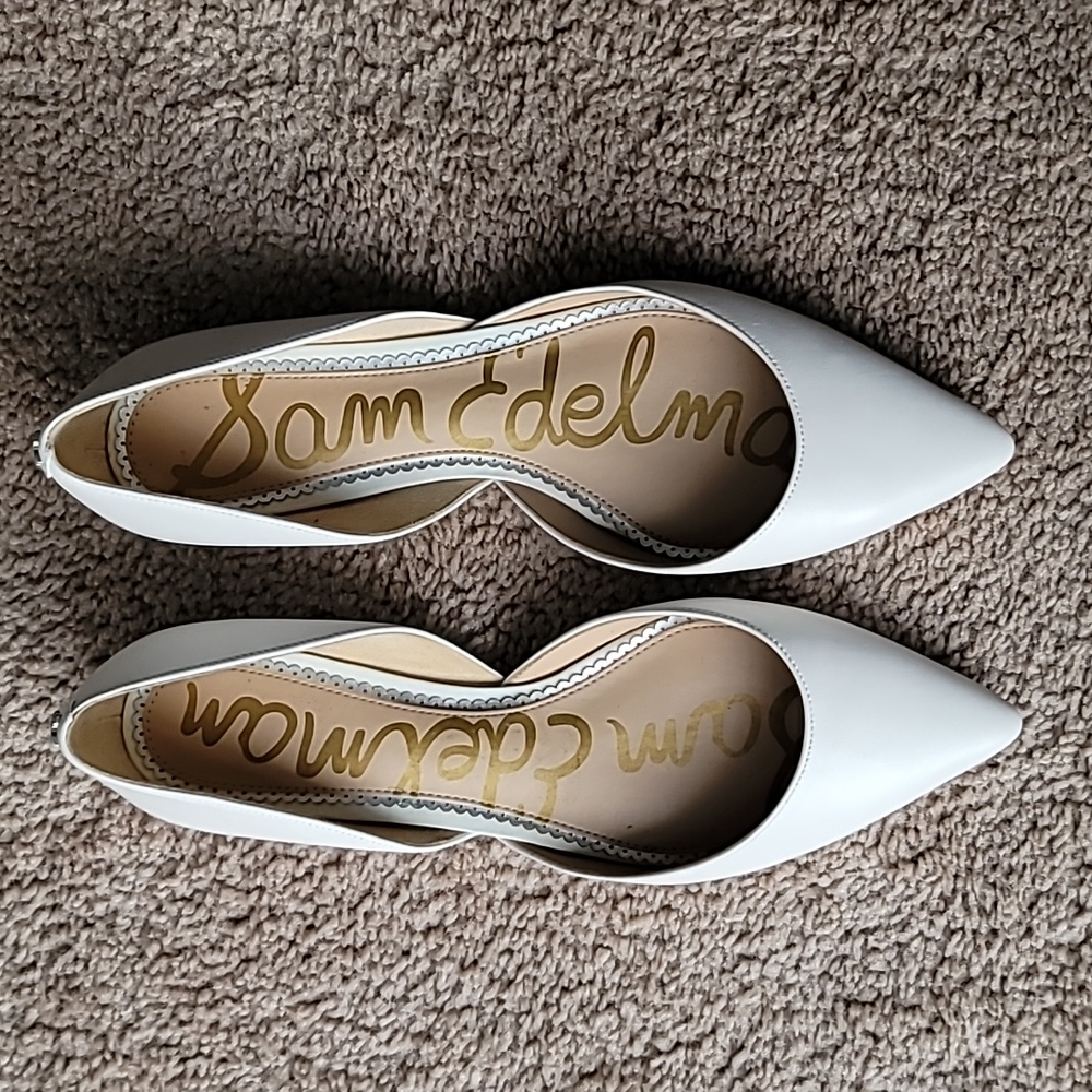 Sam Edelman White Pointed Toe D'Orsay Flats